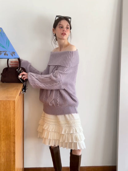 Women White Ruffled Skirt with Tiered Design