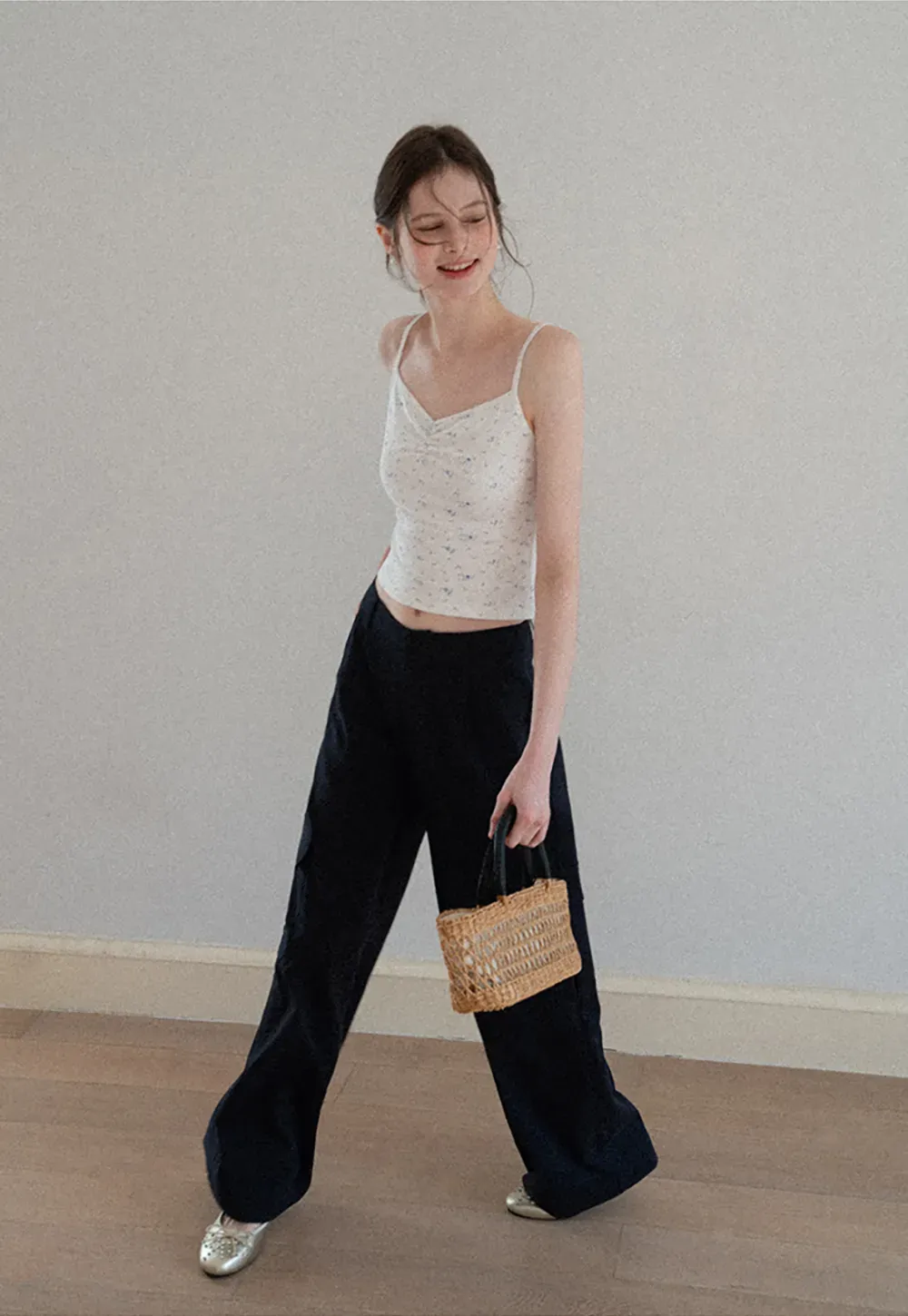 Wide Leg Pleated Casual Pants