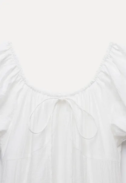 White Puff Sleeve Cottagecore Midi Dress