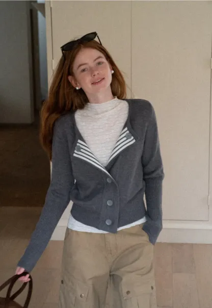 Elegant Basic Knit Sweater with Ribbed Hem and Sleeves