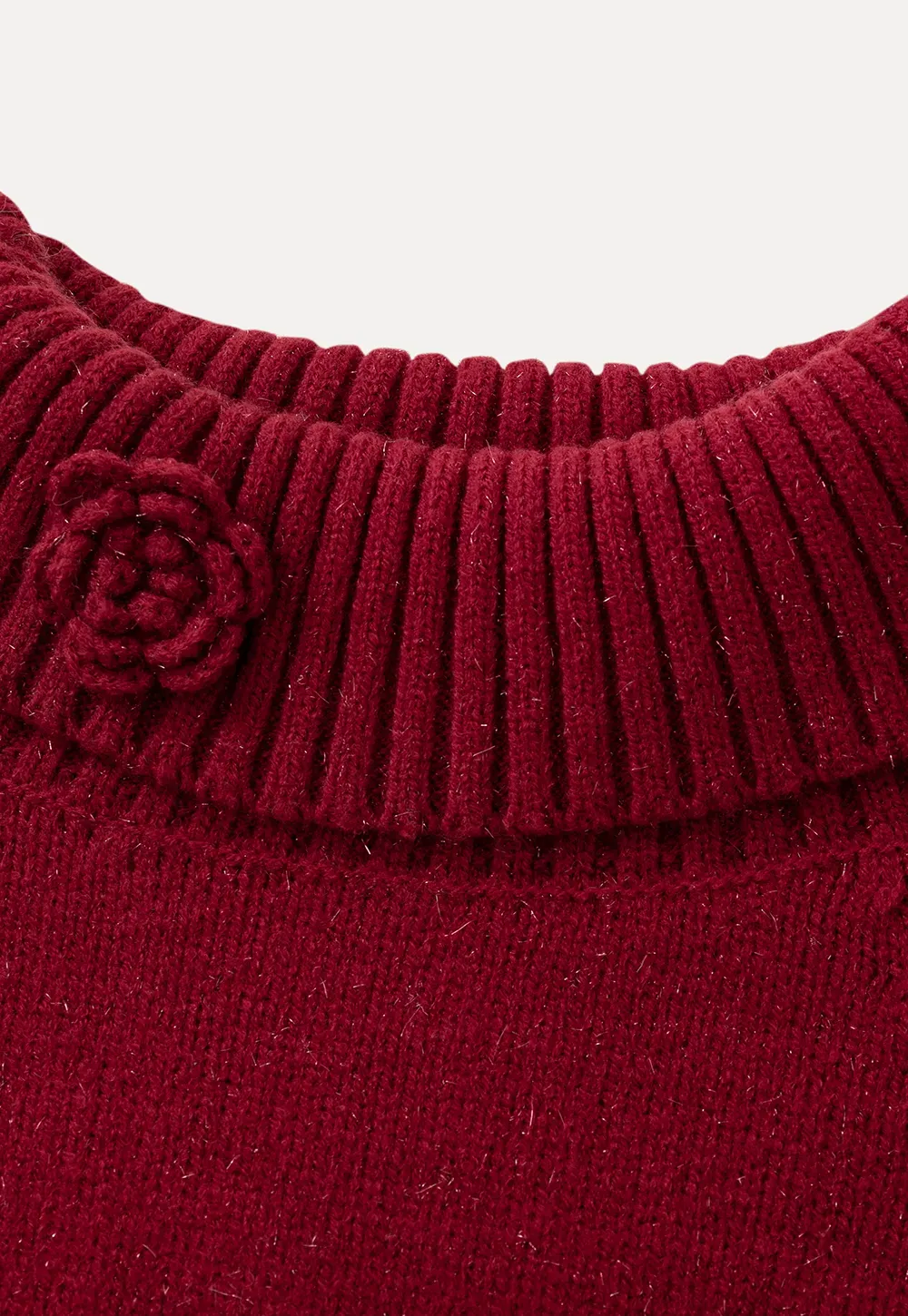 Elegant High Neck Knit Sweater with Tie Detail