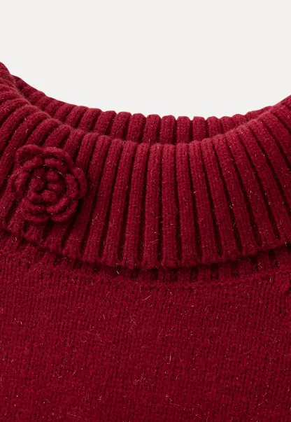 Elegant High Neck Knit Sweater with Tie Detail