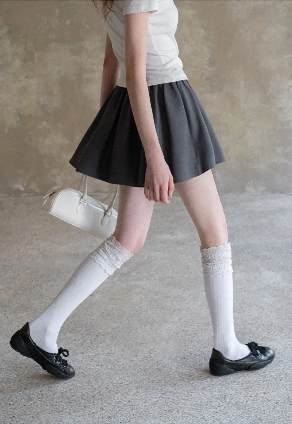 Pleated A-line Mini Skirt with Waistband