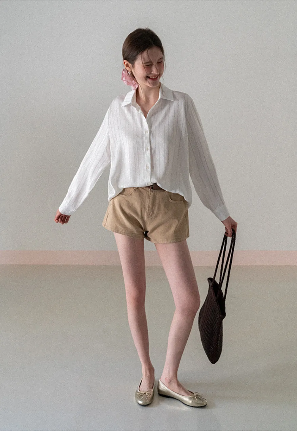 Long Sleeve Button Down Shirt with Vertical Stripes