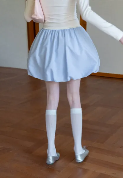 Puffed skirt with drawstring waist