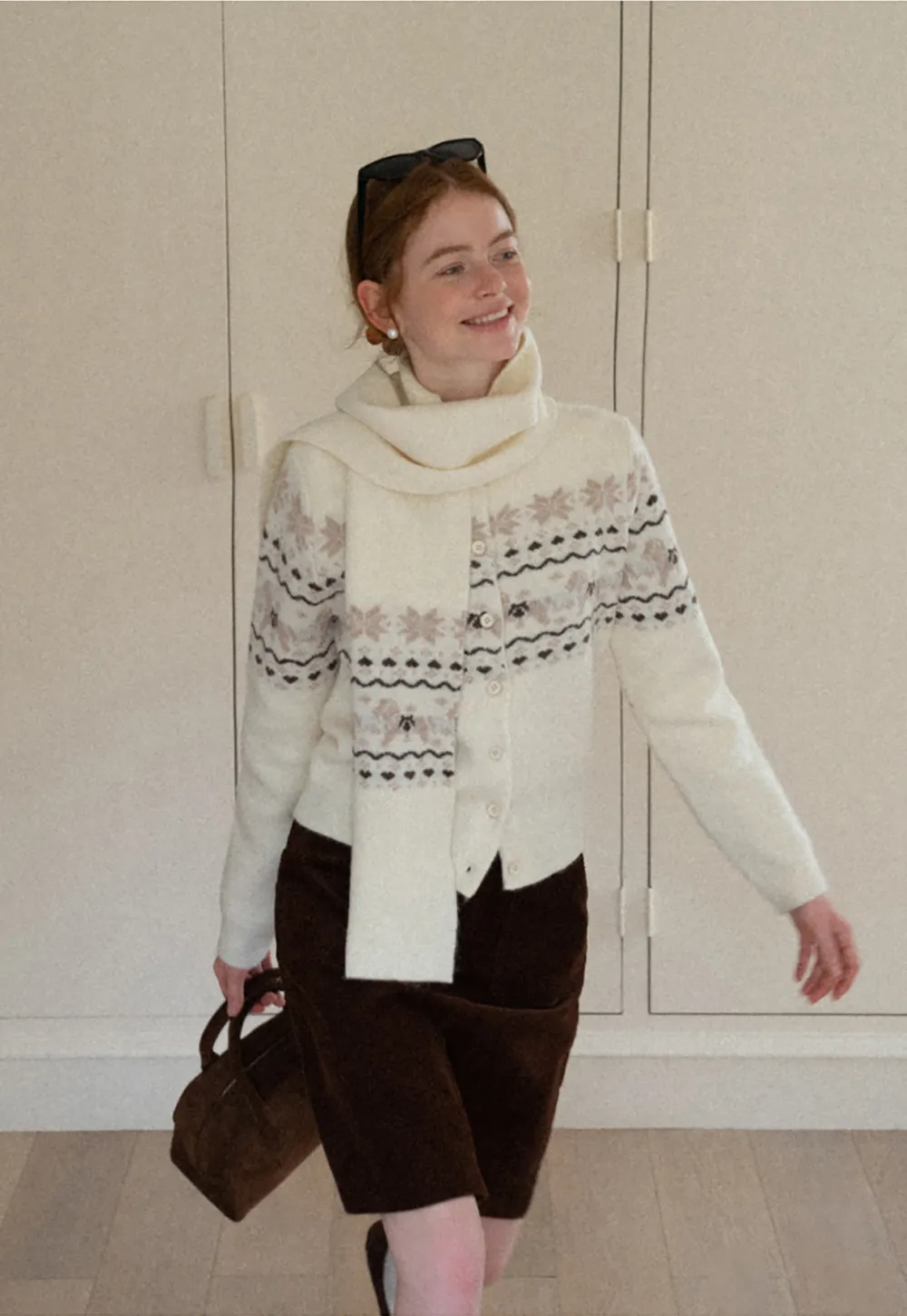 Winter Fair Isle Knit Sweater with Snowflake and Animal Pattern