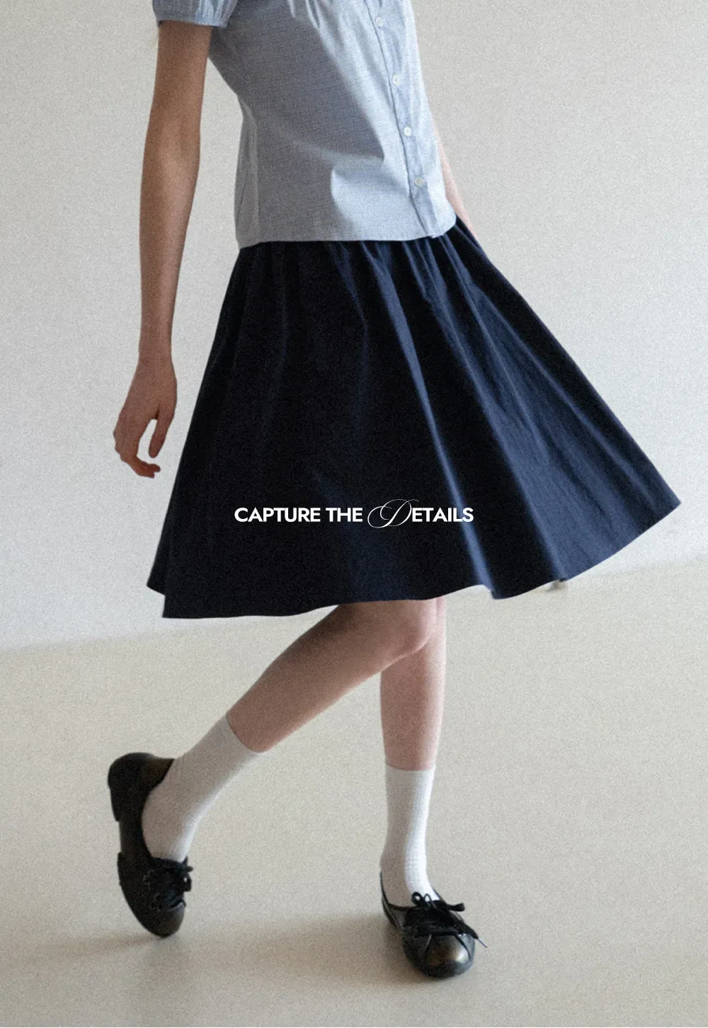 A-line pleated midi skirt with waistband