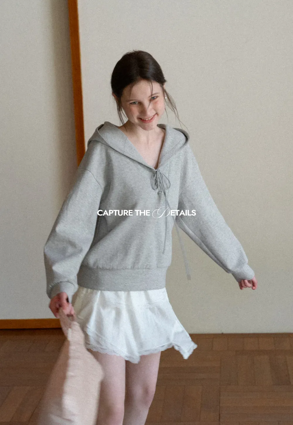 Hoodie with drawstring neckline and long sleeves
