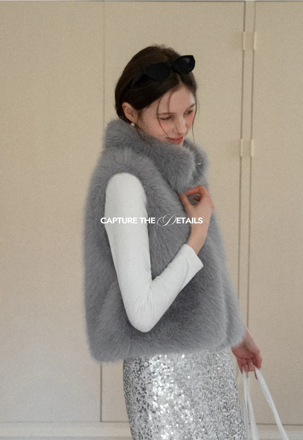 Fur Vest with High Collar Design