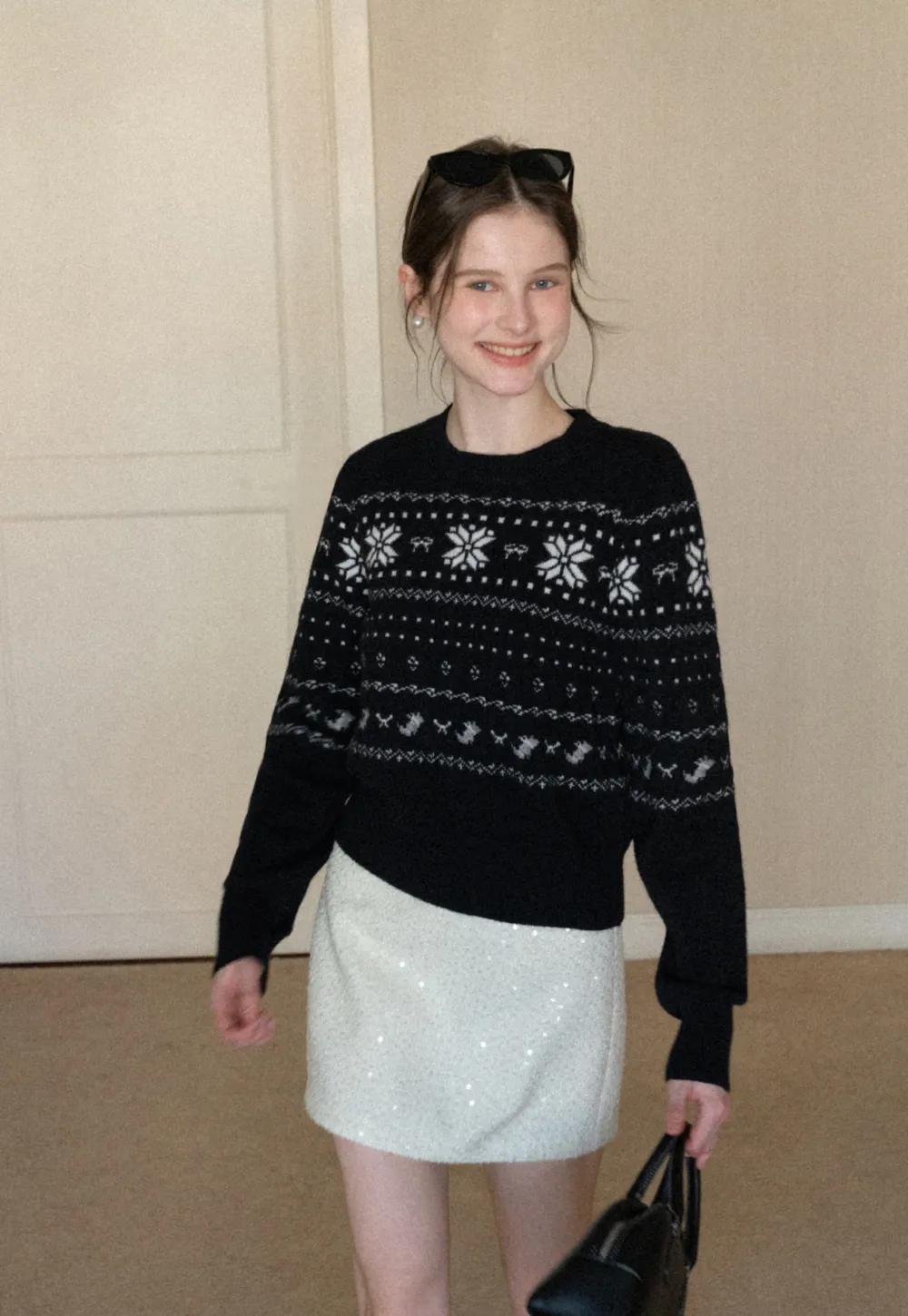 sparkling sequin mini skirt with flared hem