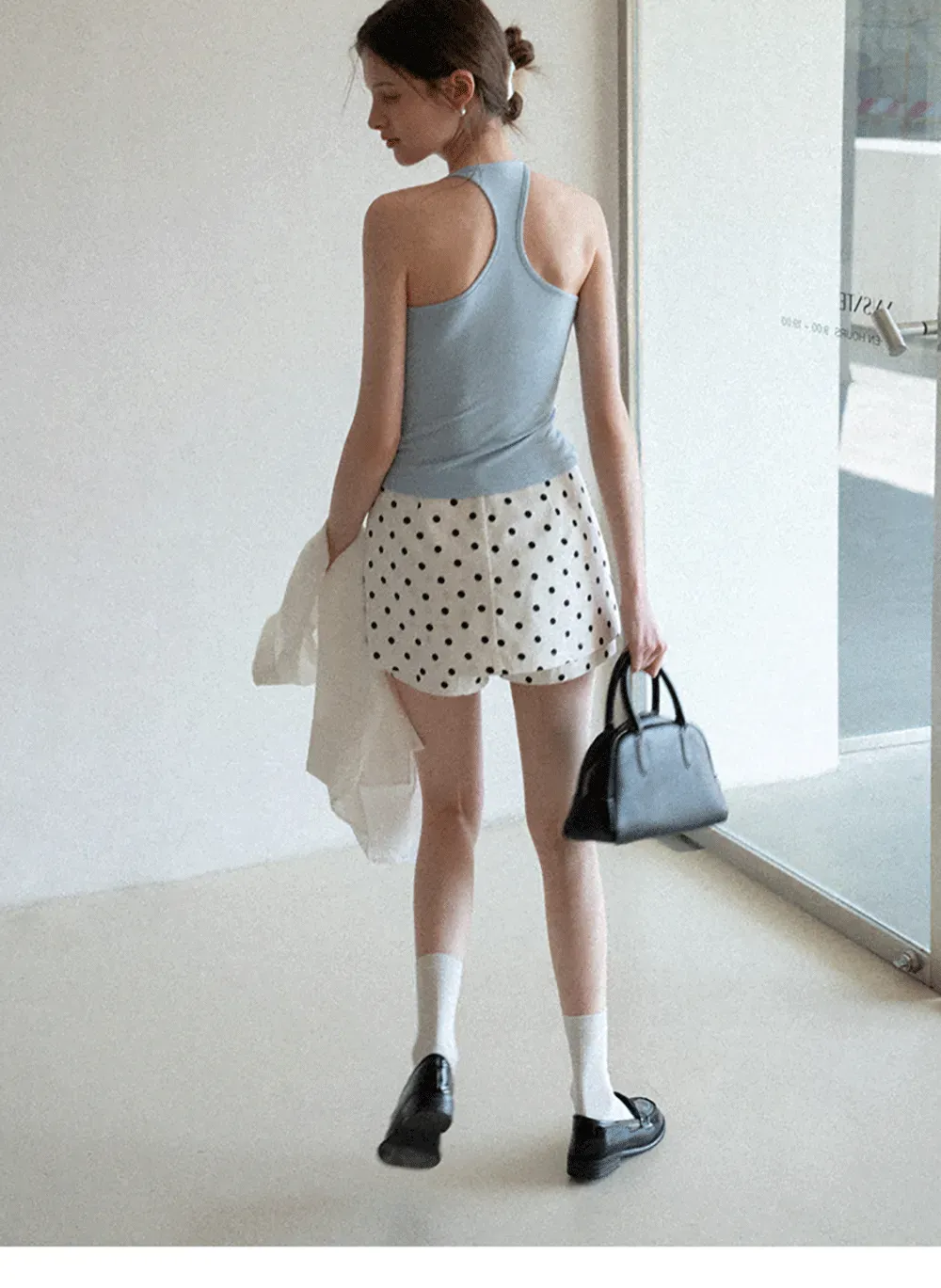 Polka dot mini skirt with layered hem