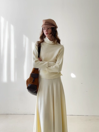 Elegant Knit Top & Flared Skirt Set