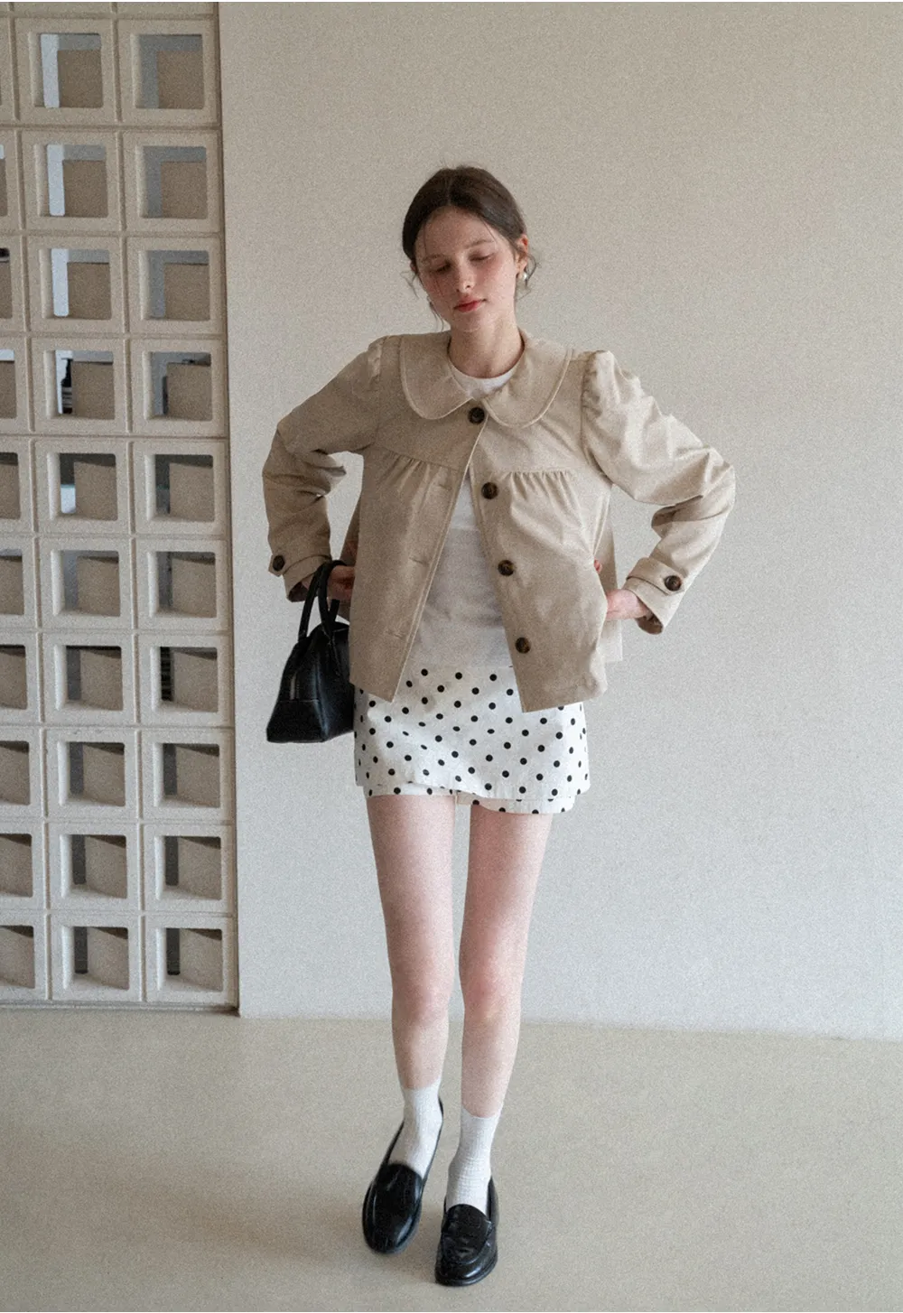 Short Jacket with Peter Pan Collar and Buttons
