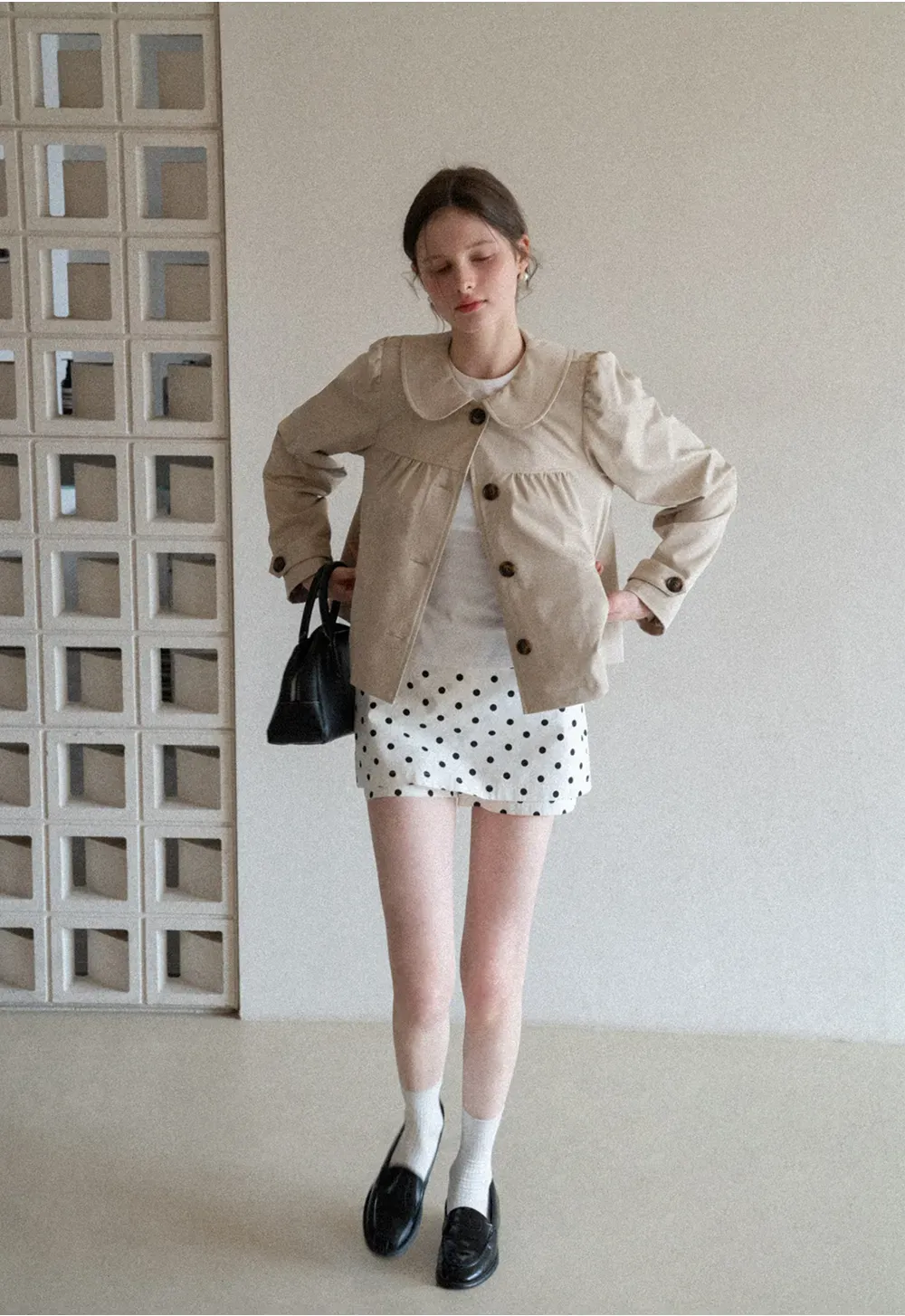 Short Jacket with Peter Pan Collar and Buttons
