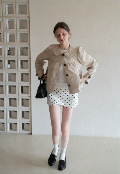 Short Jacket with Peter Pan Collar and Buttons