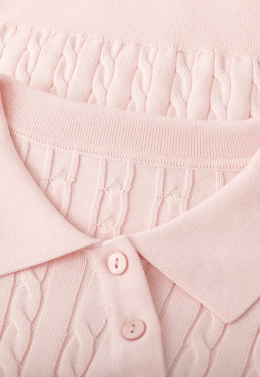 Cable Knit Long Sleeve Polo Neck Cropped Sweater