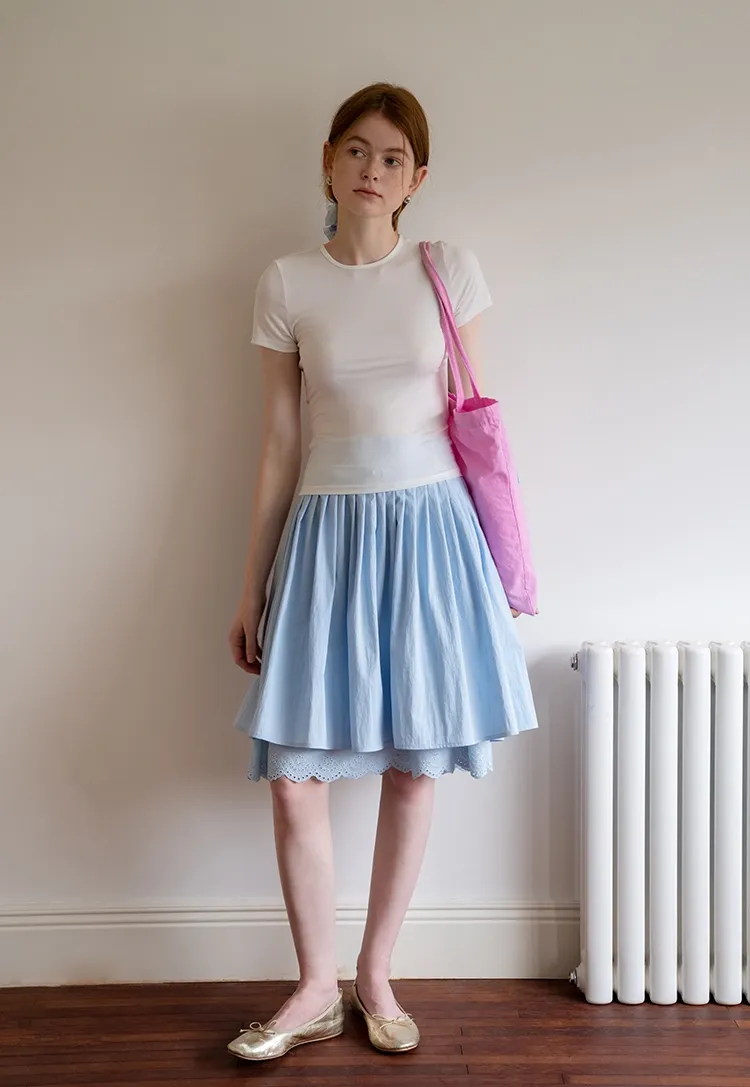 Women’s Layered Eyelet Hem Skirt