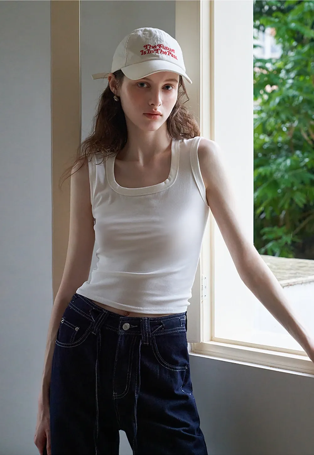 Women's Solid Square Neck Fitted T-Shirt And Tank Top