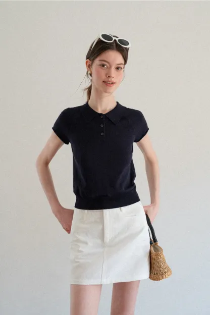 Short Sleeve Knit Polo Shirt