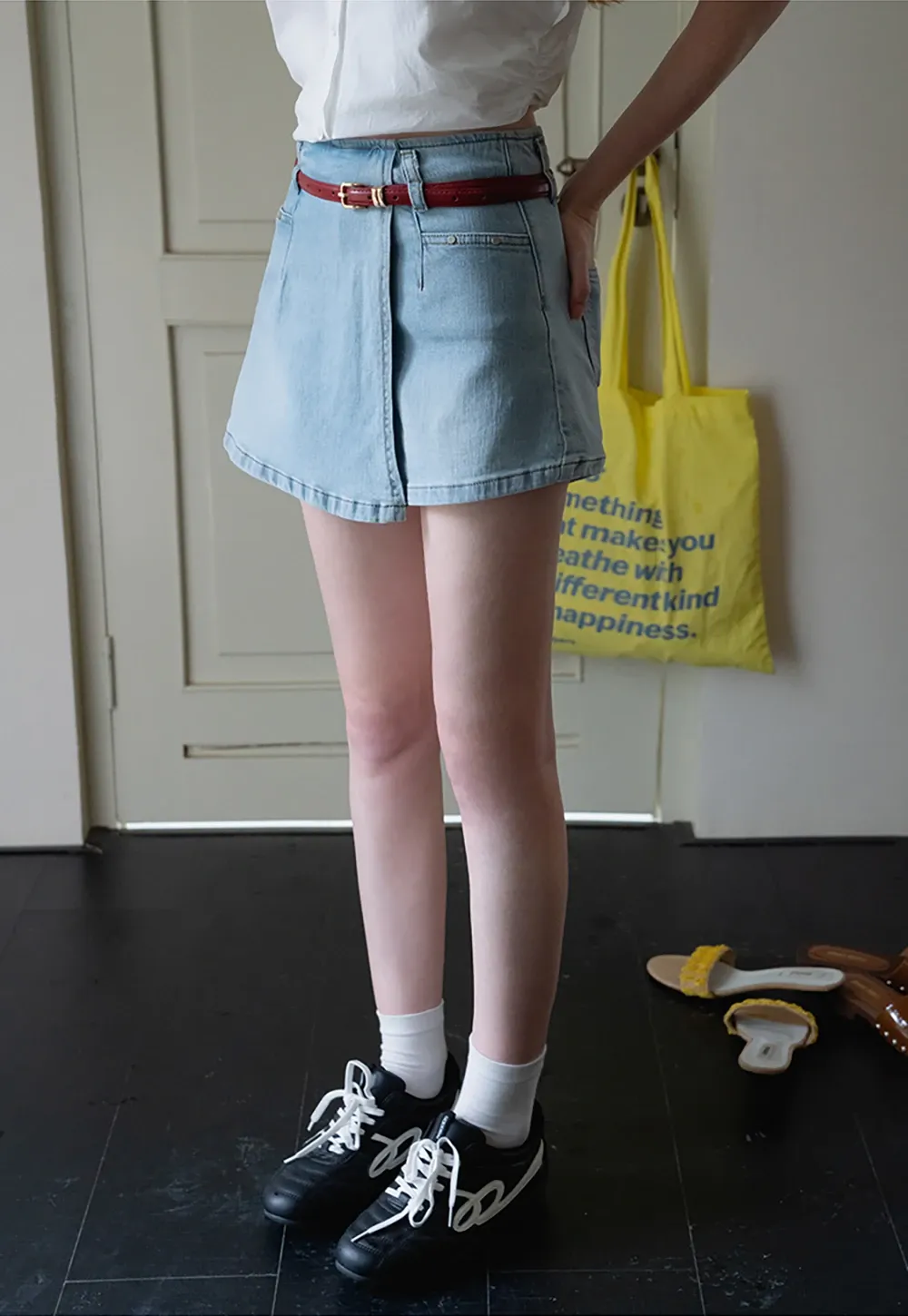Denim Skort with Belt