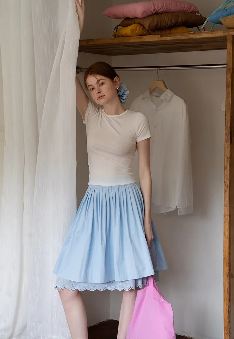 Women’s Layered Eyelet Hem Skirt