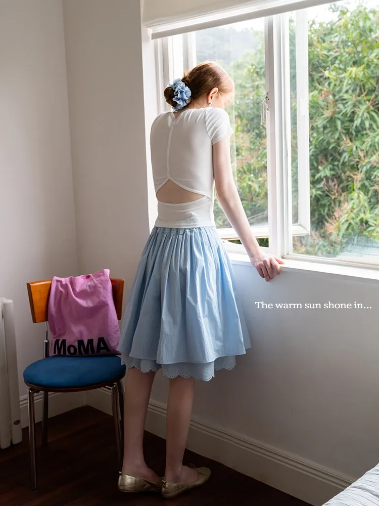 Women’s Layered Eyelet Hem Skirt