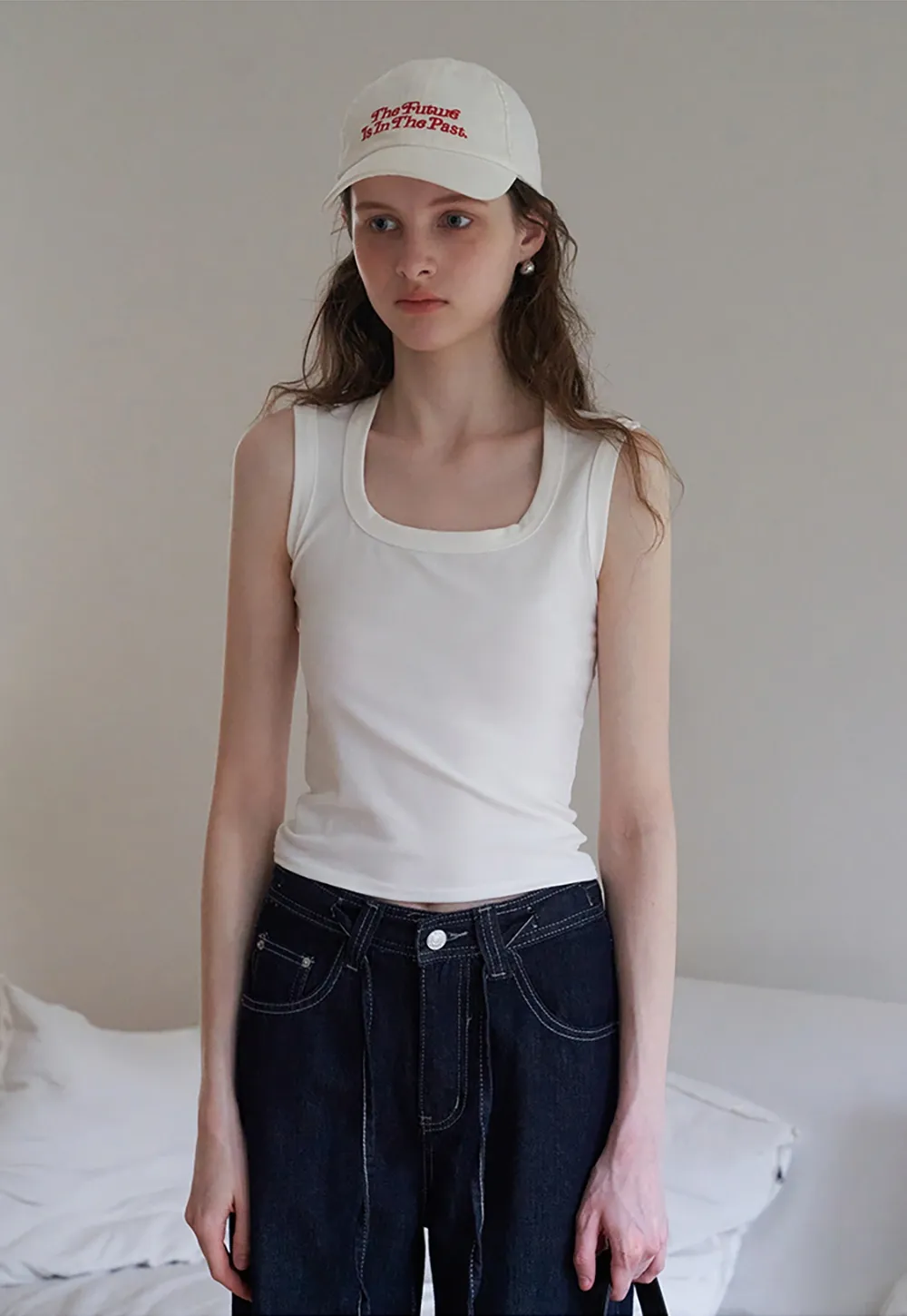 Women's Solid Square Neck Fitted T-Shirt And Tank Top