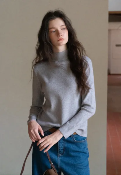 Women Soft Knit Turtleneck Sweater