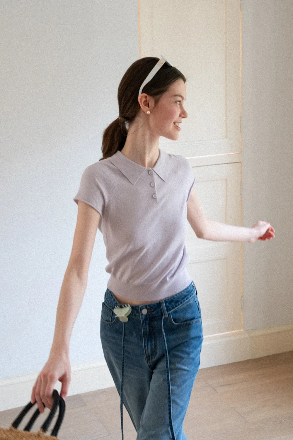 Short Sleeve Knit Polo Shirt