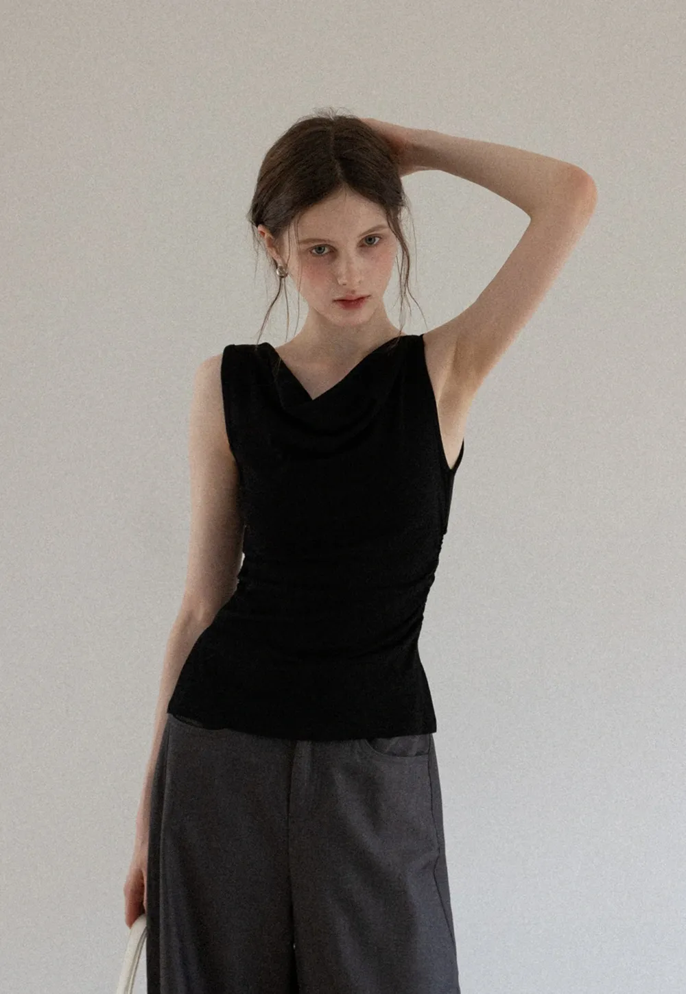 Women's Drape Back Sleeveless Ruched Tank Top