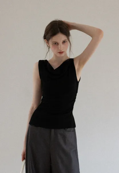 Women's Drape Back Sleeveless Ruched Tank Top