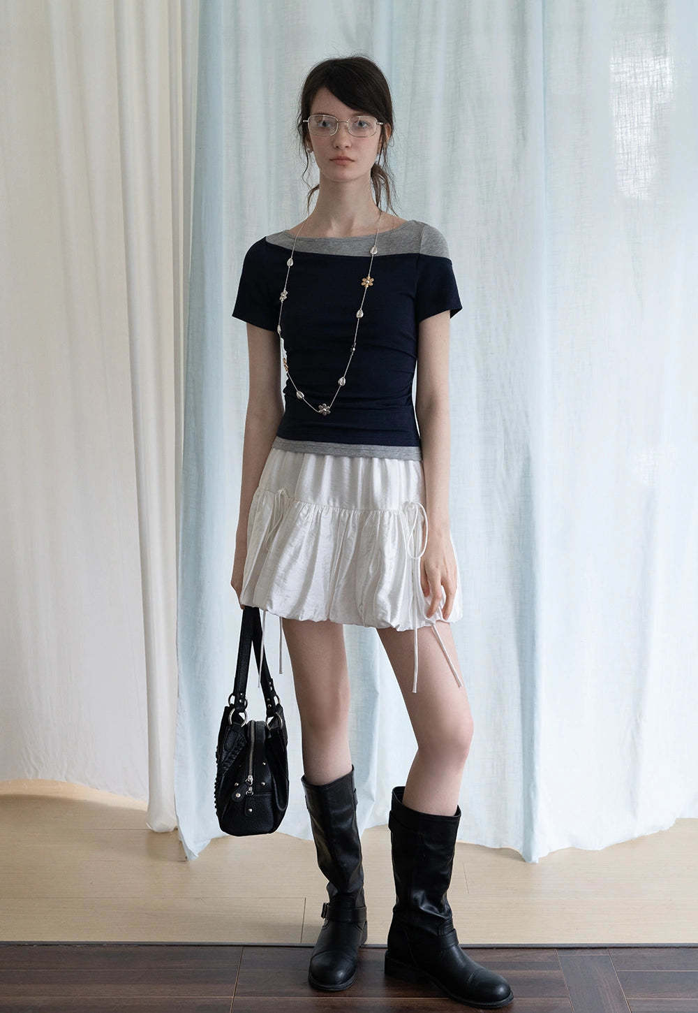 Tiered Bubble Mini Skirt