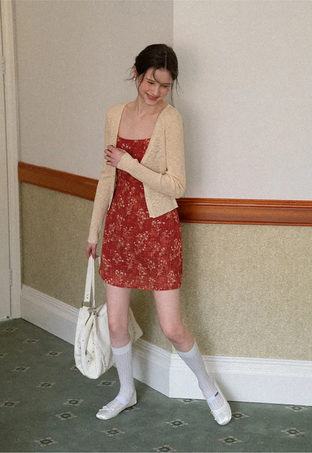 Floral Print Slip Dress with Thin Straps