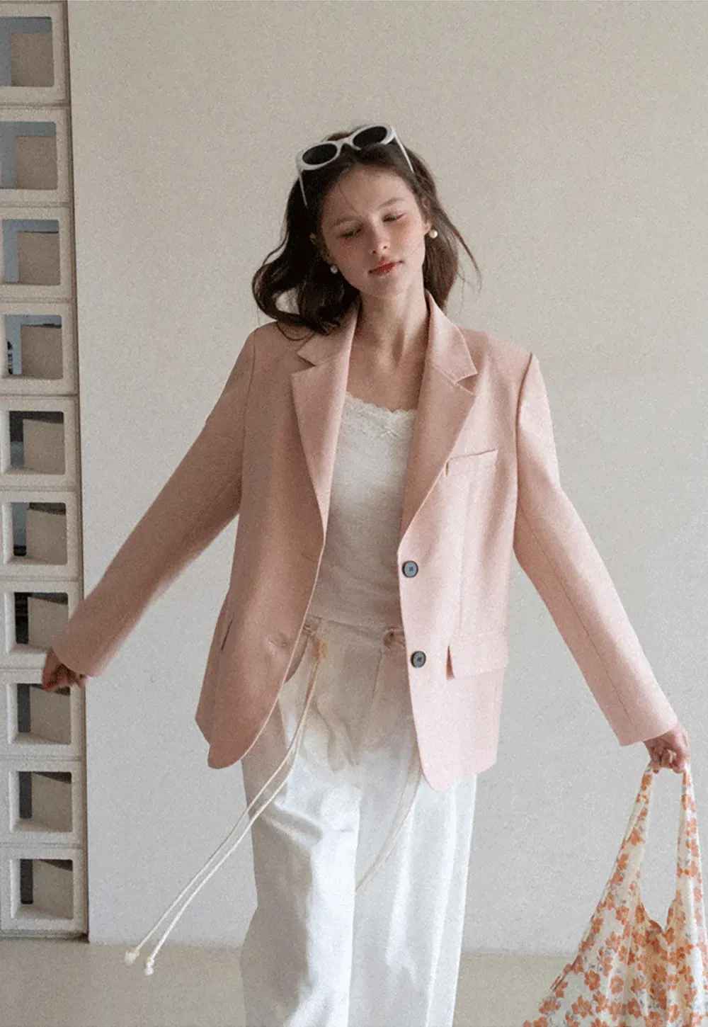 Short Jacket with Notched Collar and Sleeve Buttons