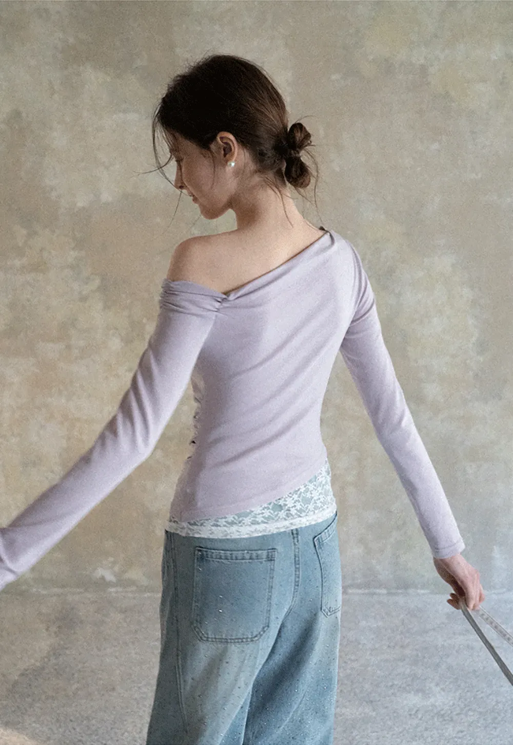 Wide leg jeans with subtle dot embellishments