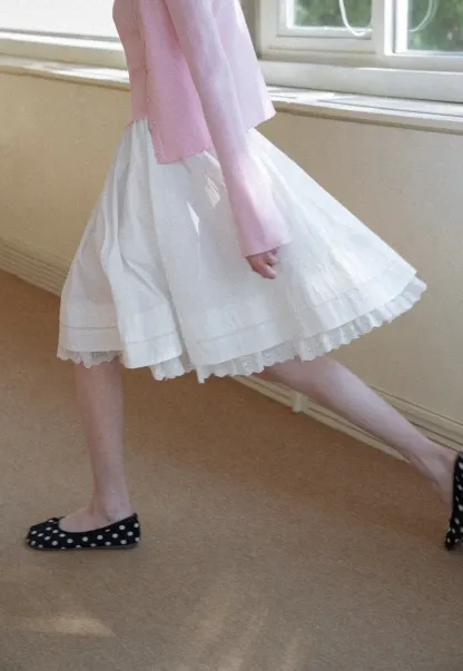 Elegant Flared Skirt with Lace Trim