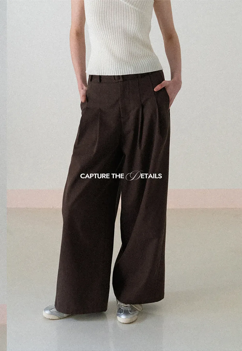 Wide Leg Pleated Casual Pants with Belt