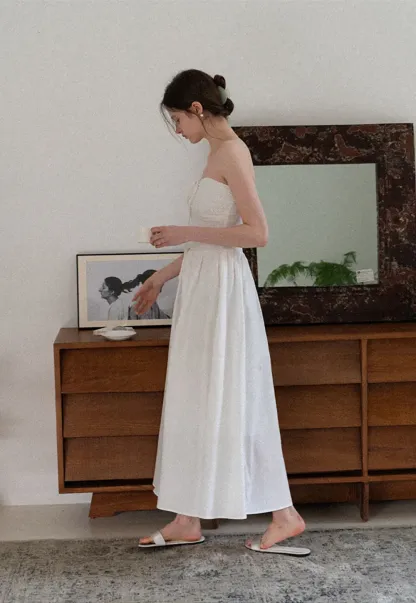 Strapless Maxi Dress with Front Bow Detail