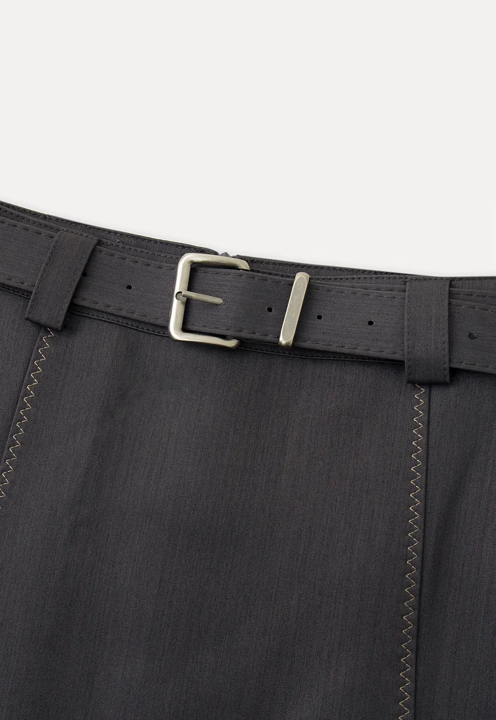 A-line mini skirt with contrast stitching and belt