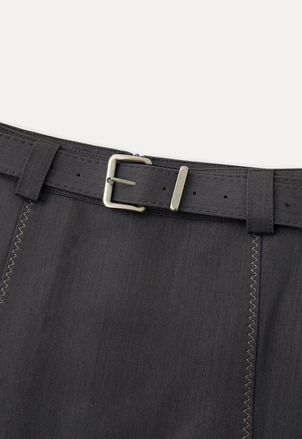 A-line mini skirt with contrast stitching and belt