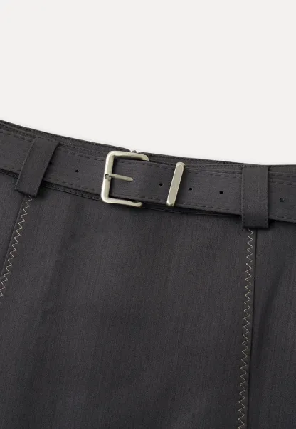 A-line mini skirt with contrast stitching and belt