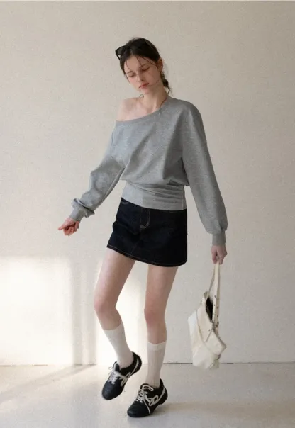 asymmetric sleeve casual sweater top