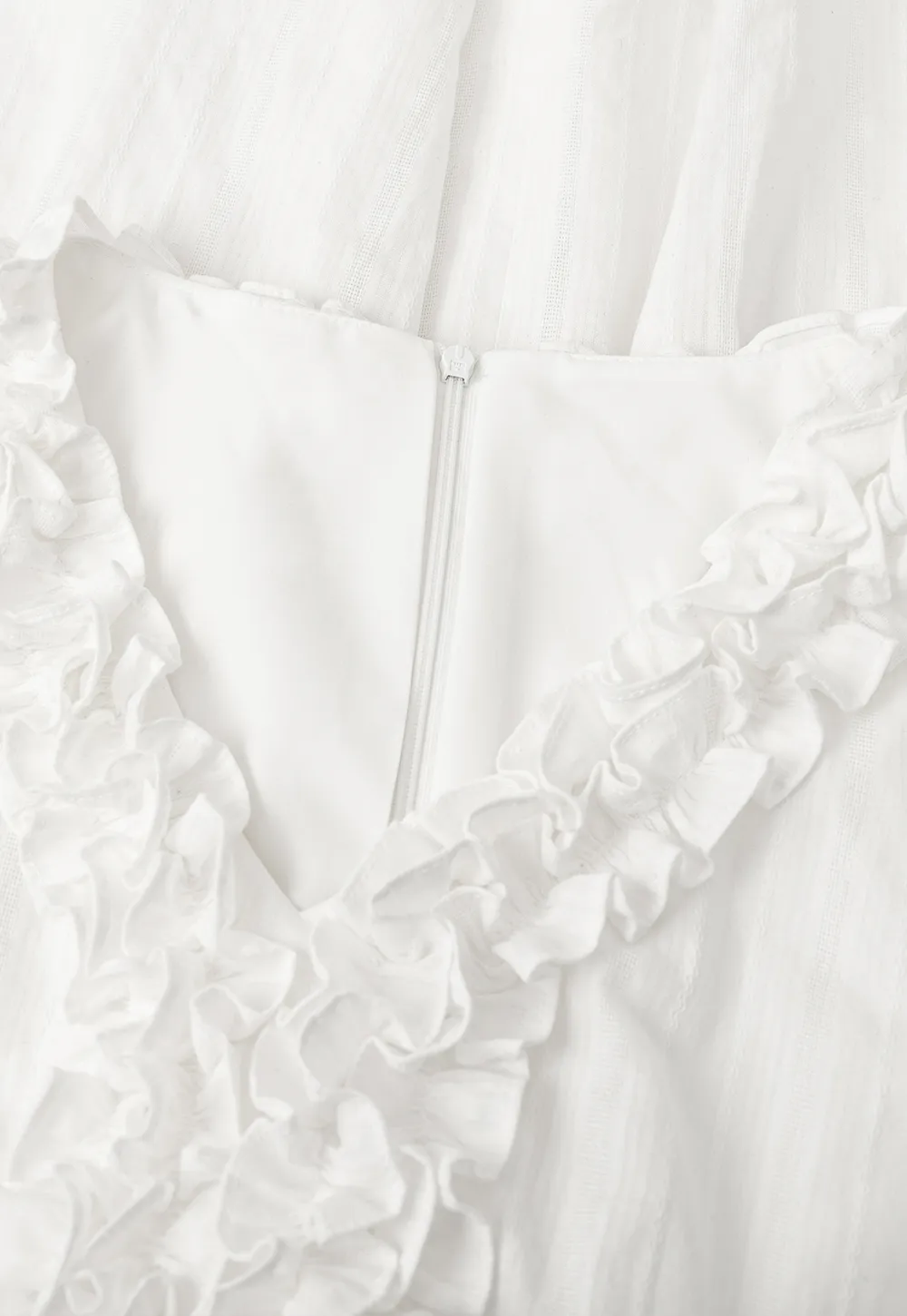 Ruffled V Neck Short Sleeve A Line Dress