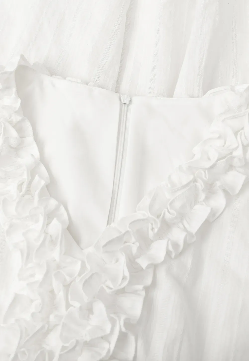 Ruffled V Neck Short Sleeve A Line Dress