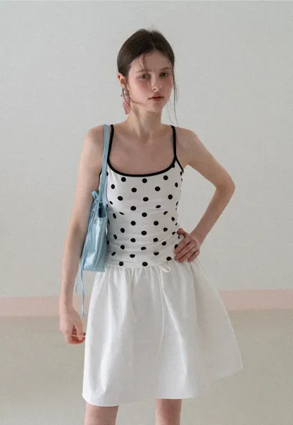 Polka Dot Tank Top with Thin Straps