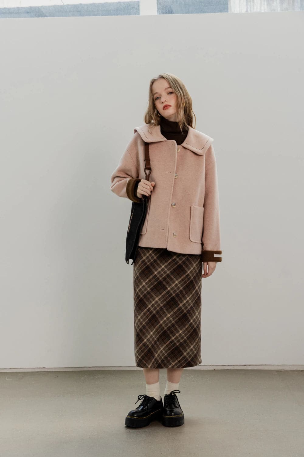 Classic Plaid Midi Skirt with Belted Waist