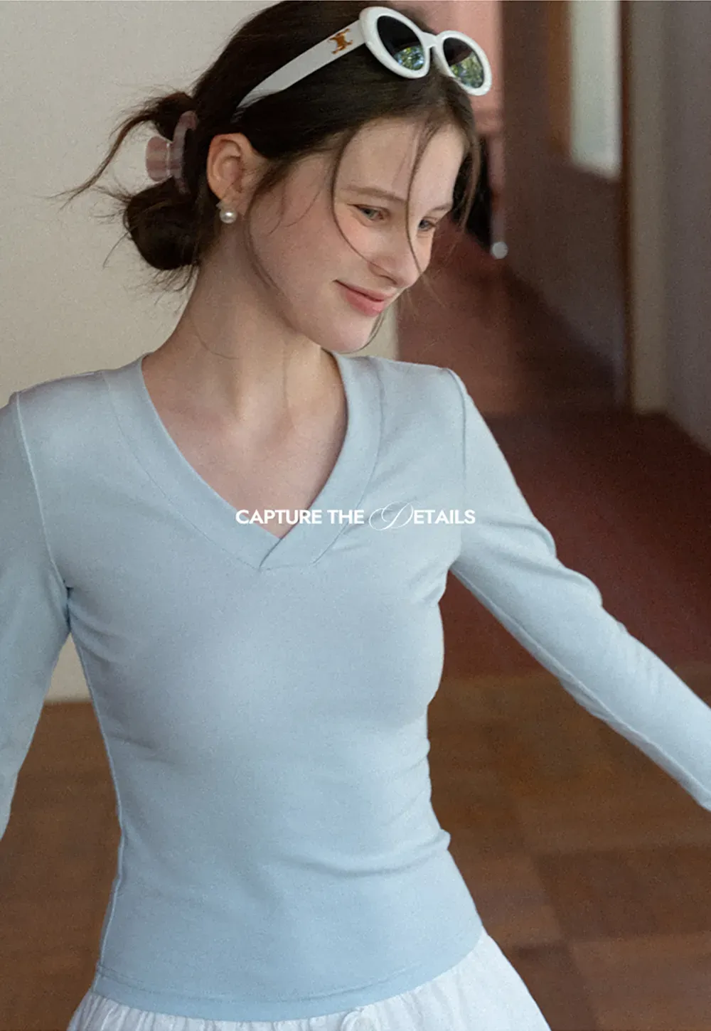 Long sleeve crew neck t shirt with fitted cut