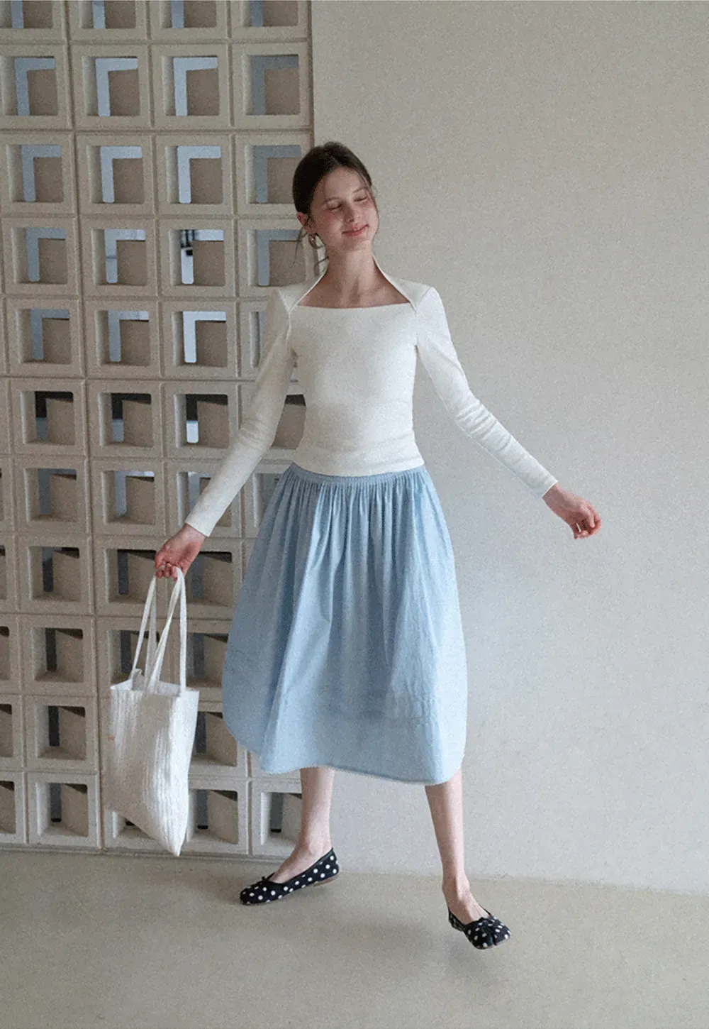 square neck long sleeve top fitted design women's t shirt