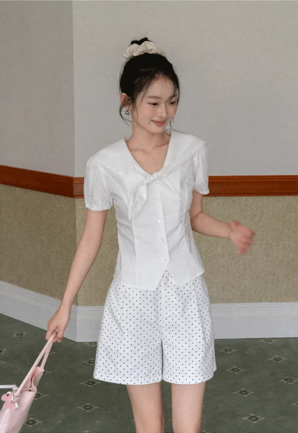 Polka Dot Shorts with Pleated Design