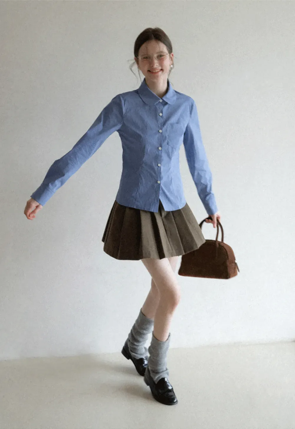 Pleated Mini Skirt with Belt Detail